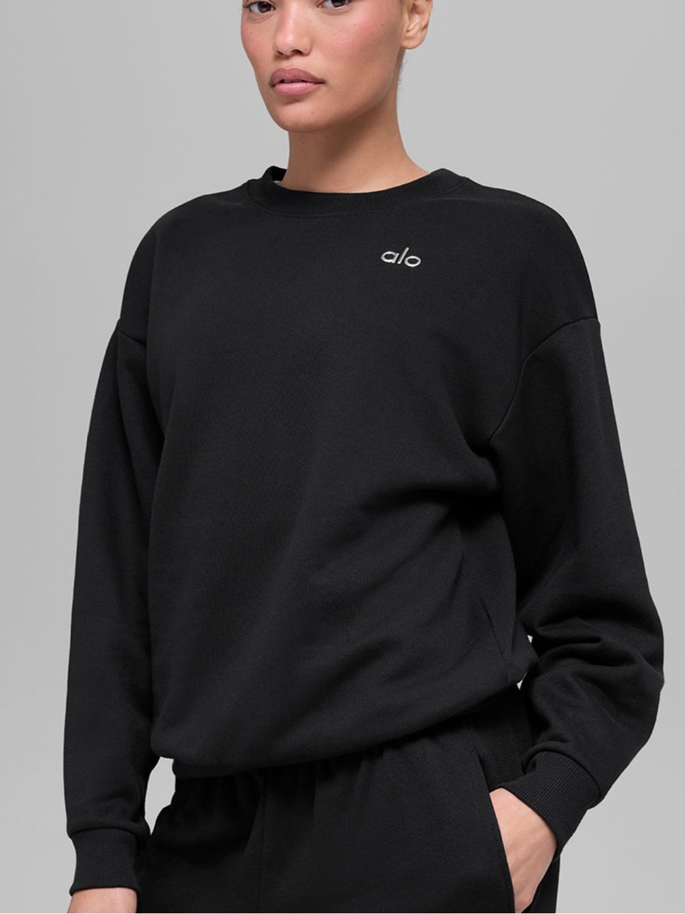 ALO Black Crewneck Sweater-Black Small